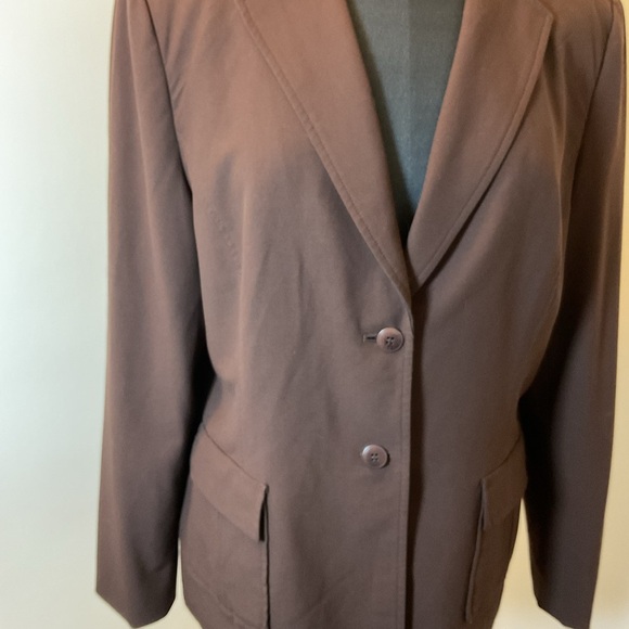 9. Alfani Chocolate Brown Long Sleeve 2 Button Blazer Size 14 - Picture 3 of 7